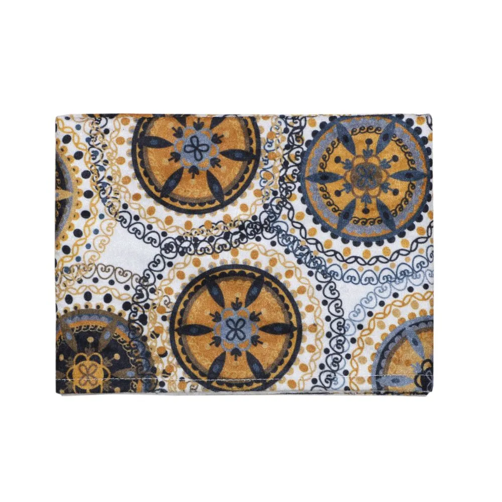 Circular Yellow & White Designer Soft Velvet Table Runner