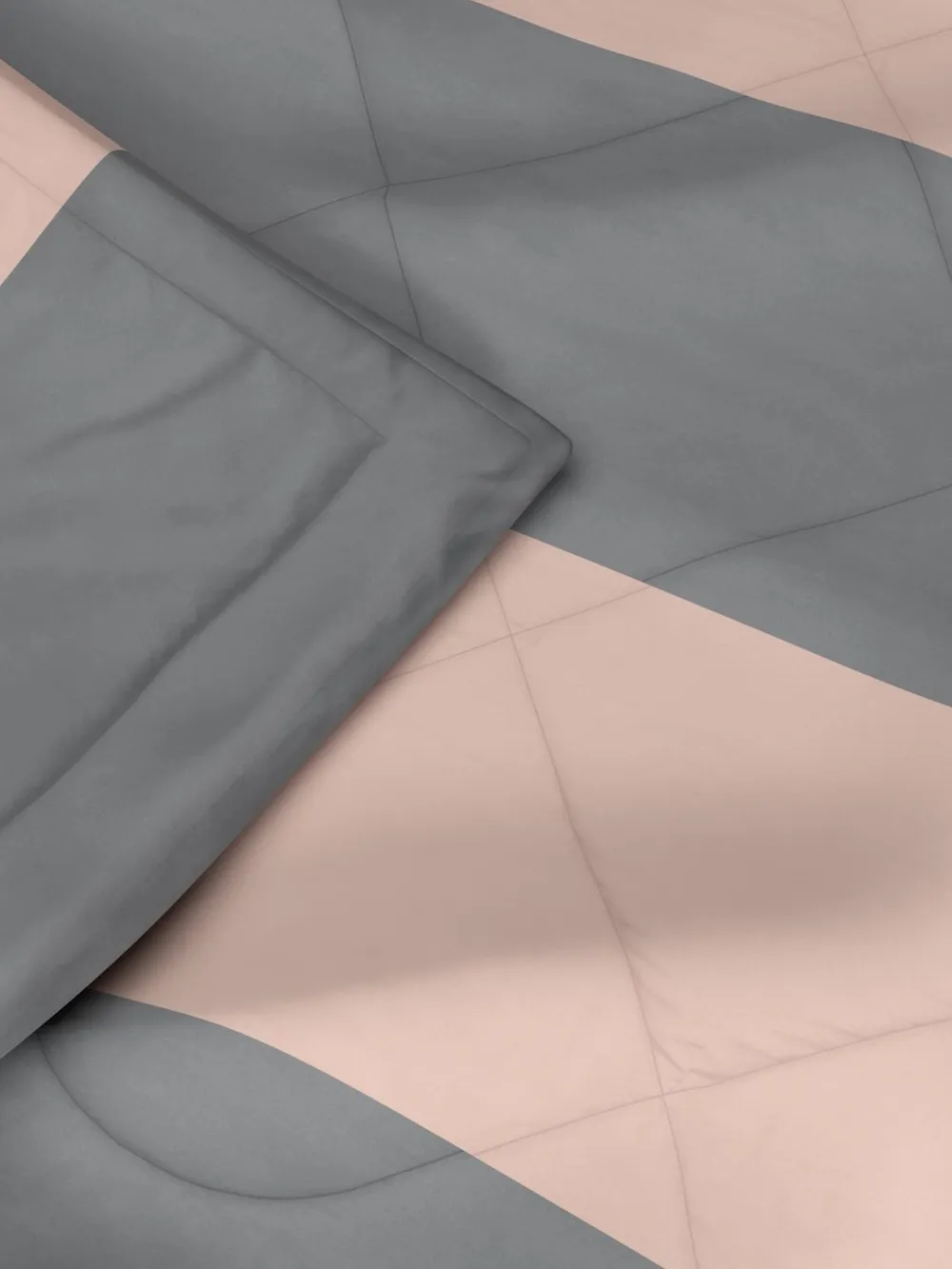 Clasiko Cream & Grey Striped King Size Double Bed Reversible Comforter- 220 GSM