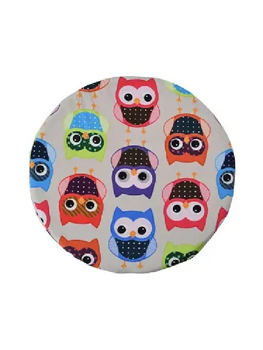 Clasiko Funky Owl Printed Velvet Pouffe Stool Unicorn Print