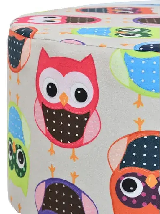 Clasiko Funky Owl Printed Velvet Pouffe Stool Unicorn Print