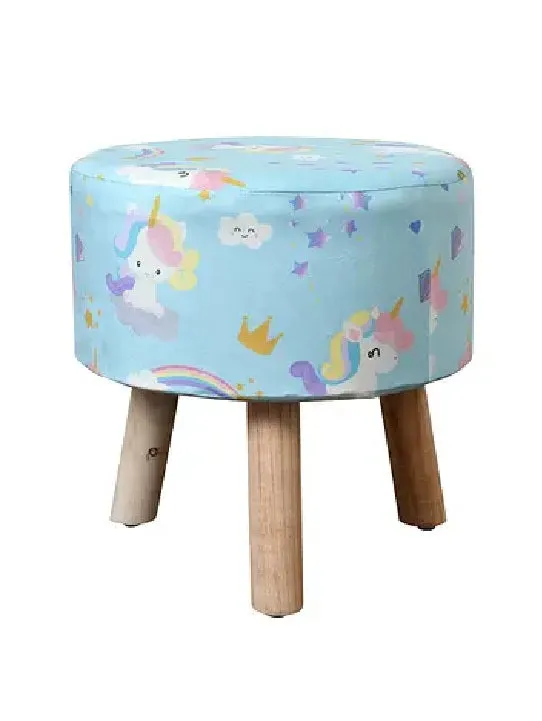 Clasiko Funky Owl Printed Velvet Pouffe Stool Unicorn Print