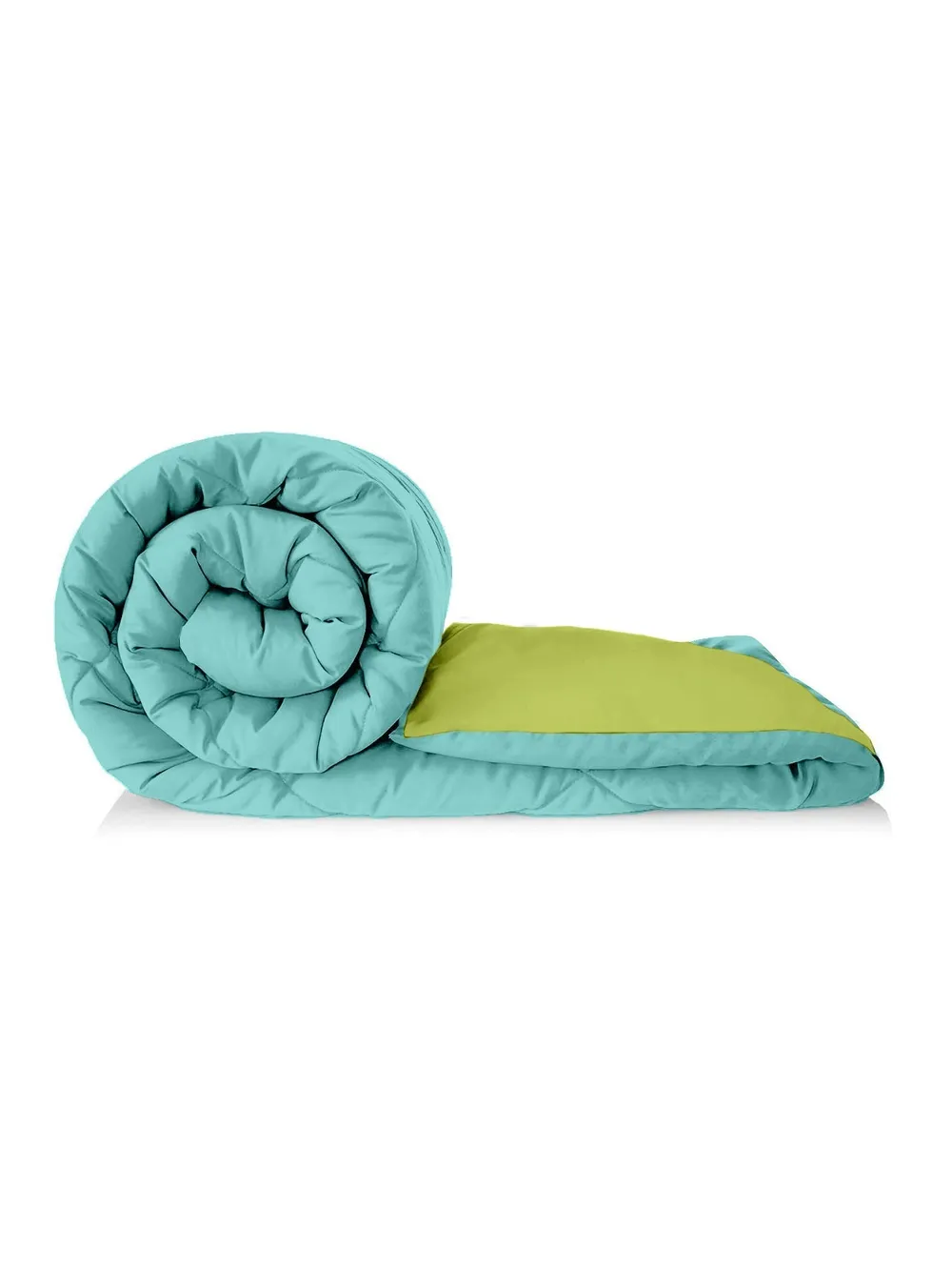 Clasiko Green & Sky Blue King Size Double Bed Reversible Comforter- 220 GSM