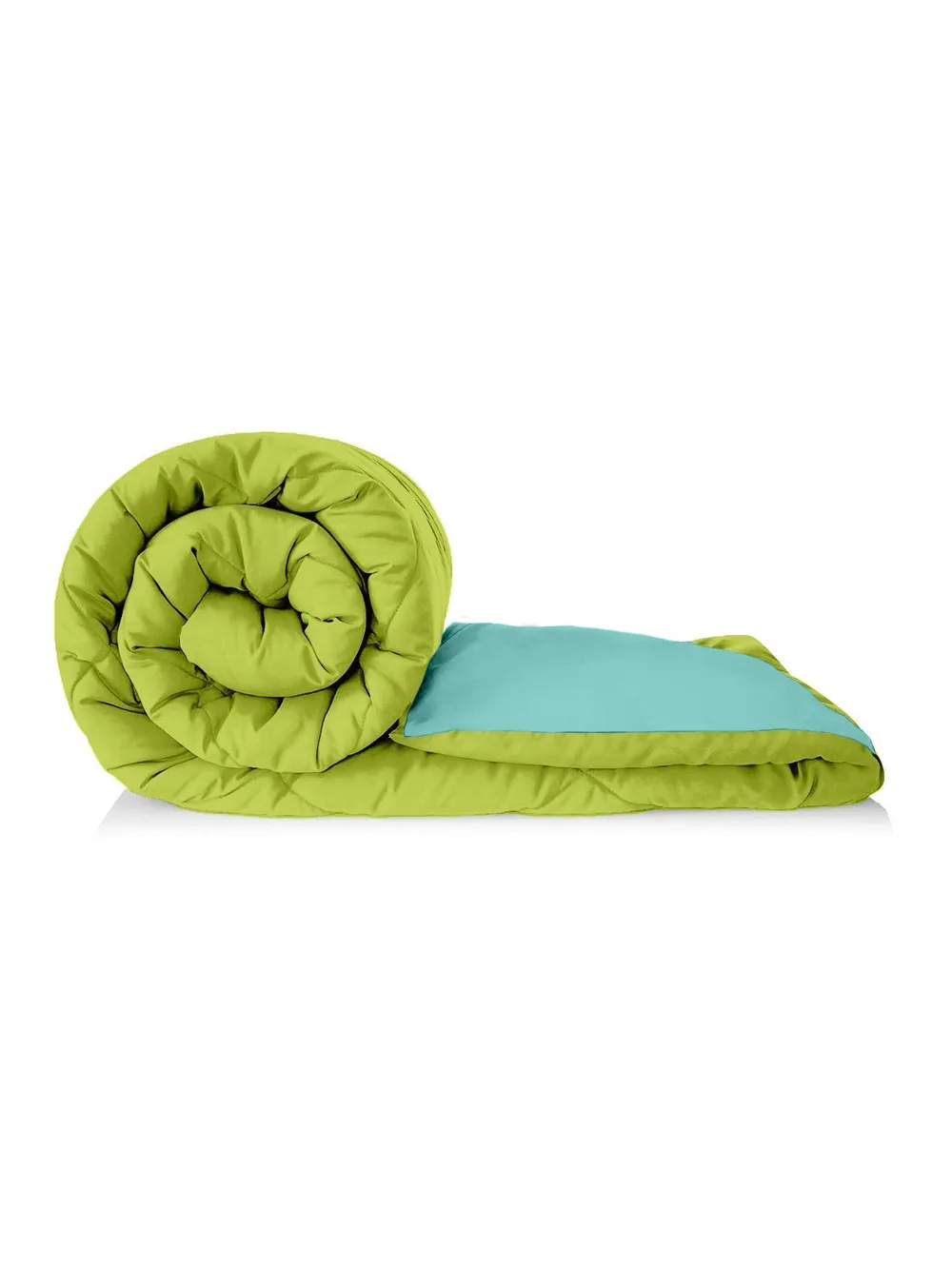 Clasiko Green & Sky Blue King Size Double Bed Reversible Comforter- 220 GSM