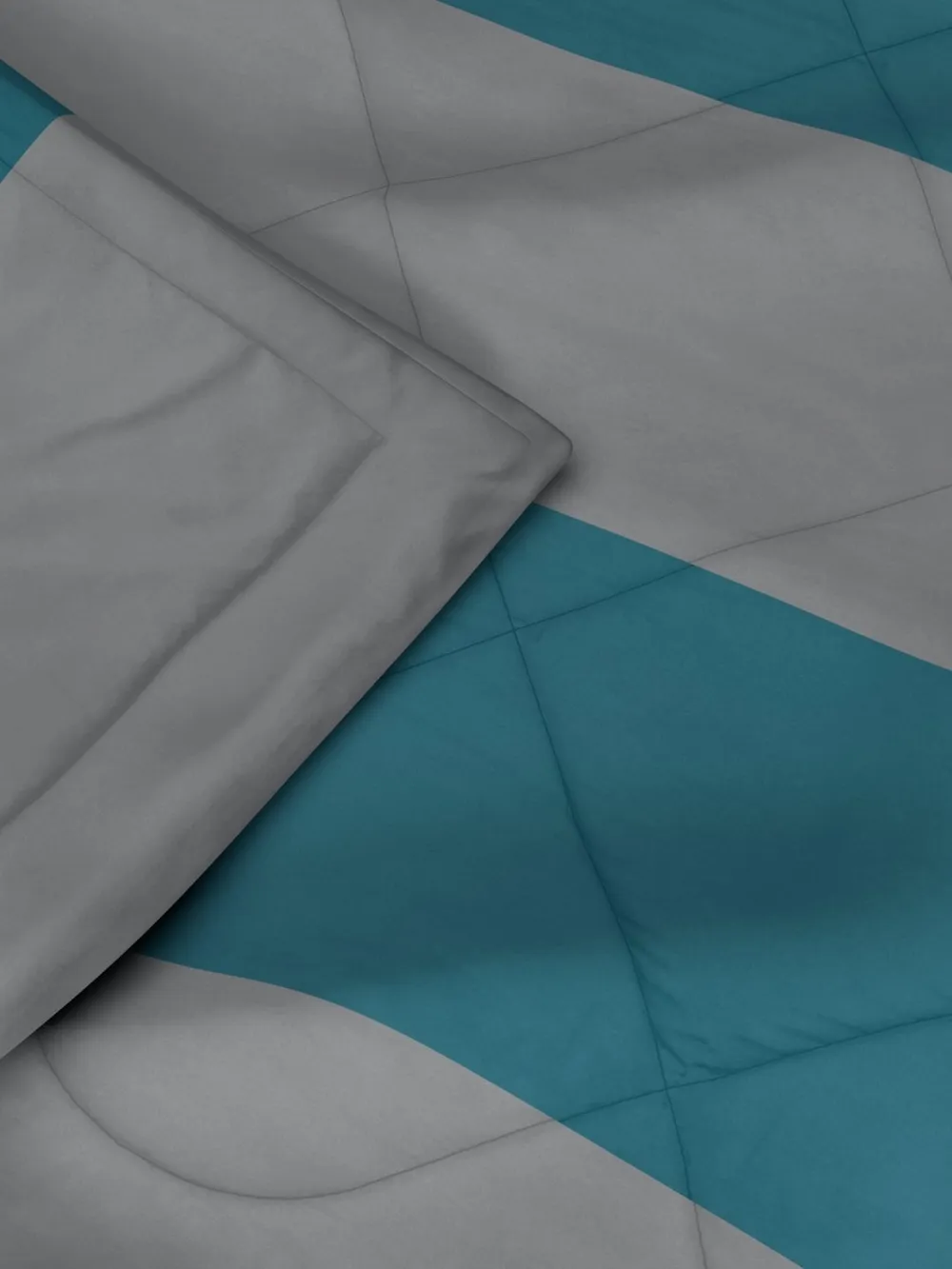 Clasiko Grey & Sea Green Striped King Size Double Bed Comforter
