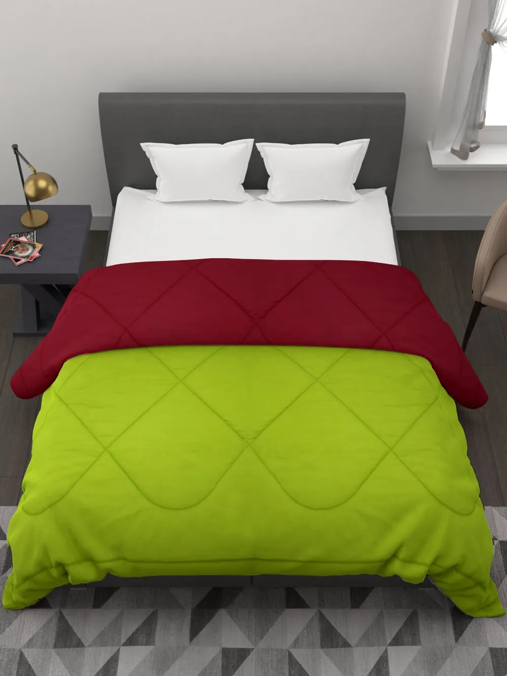 Clasiko Neon Green & Red King Size Double Bed Comforter