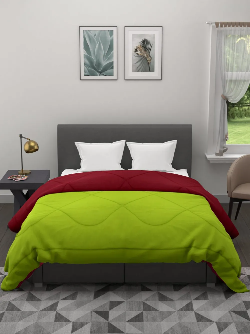 Clasiko Neon Green & Red King Size Double Bed Comforter