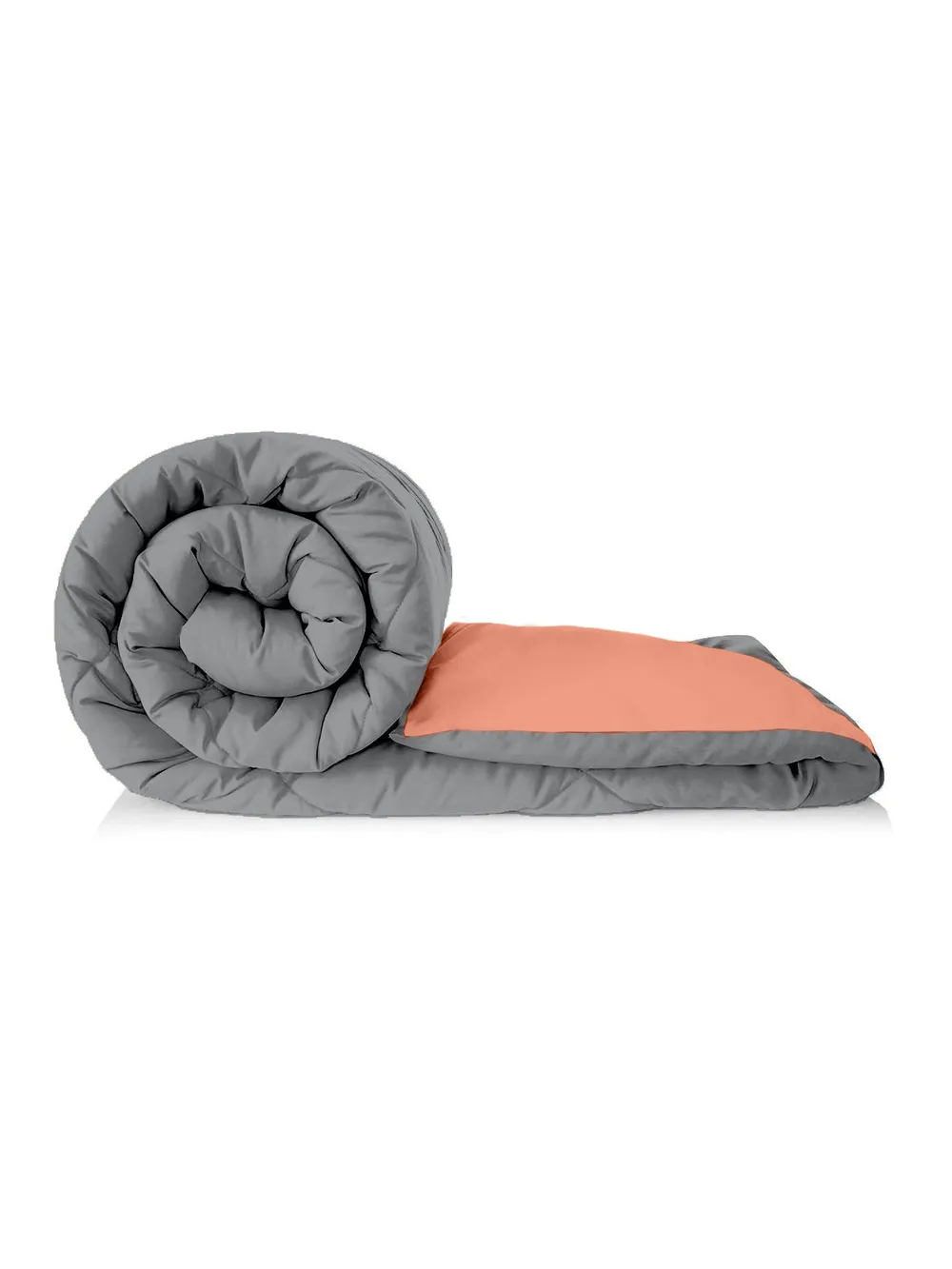 Clasiko Orange & Grey King Size Double Bed Reversible Comforter- 220 GSM