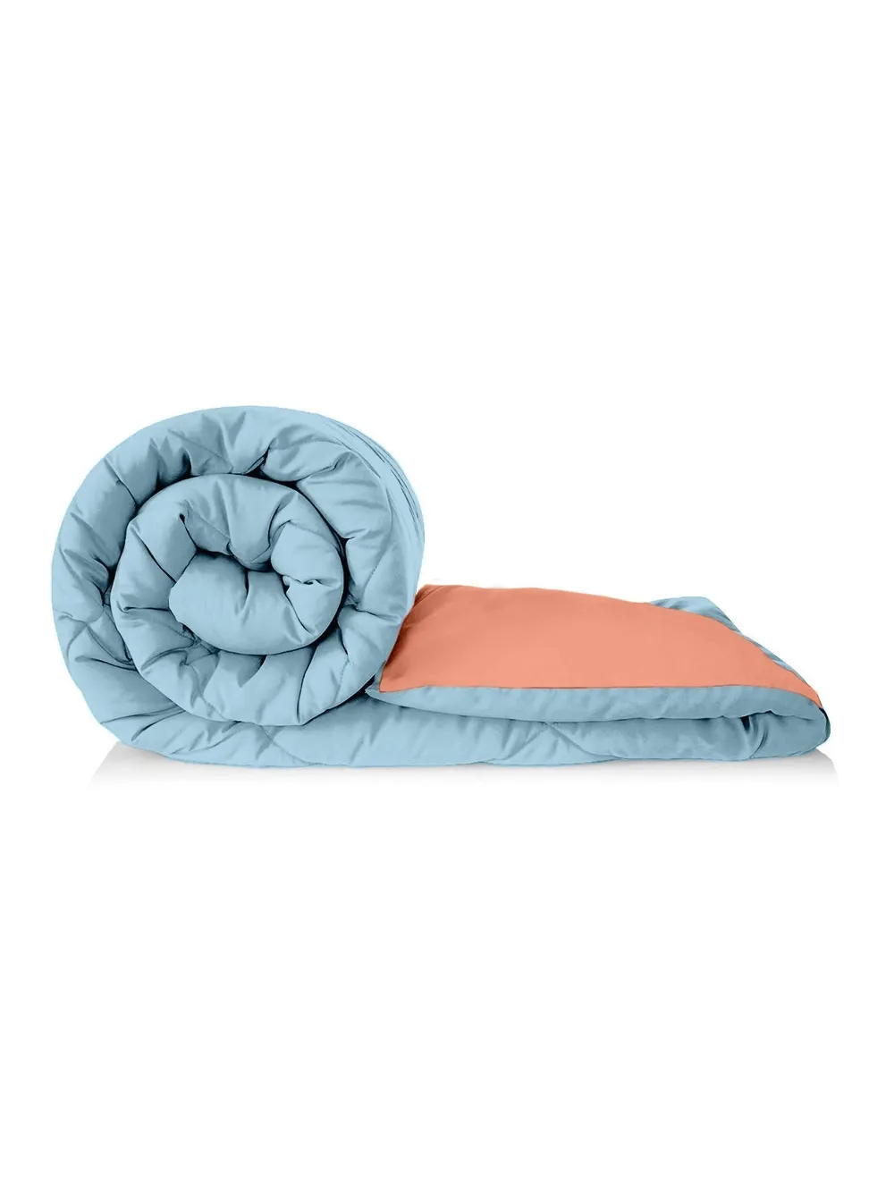 Clasiko Orange & Sky Blue King Size Double Bed Reversible Comforter- 220 GSM