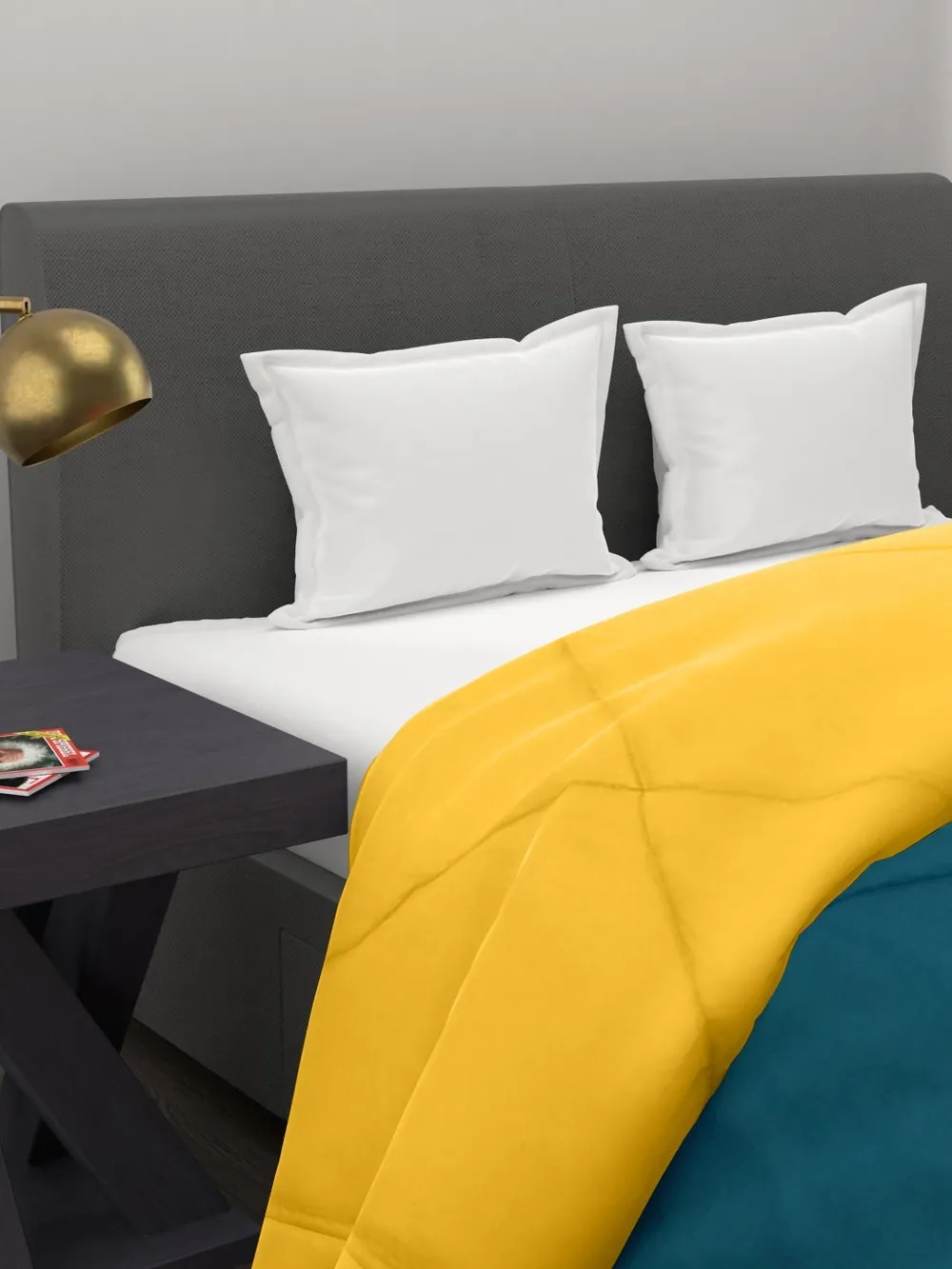 Clasiko Sea Green & Yellow King Size Double Bed Comforter