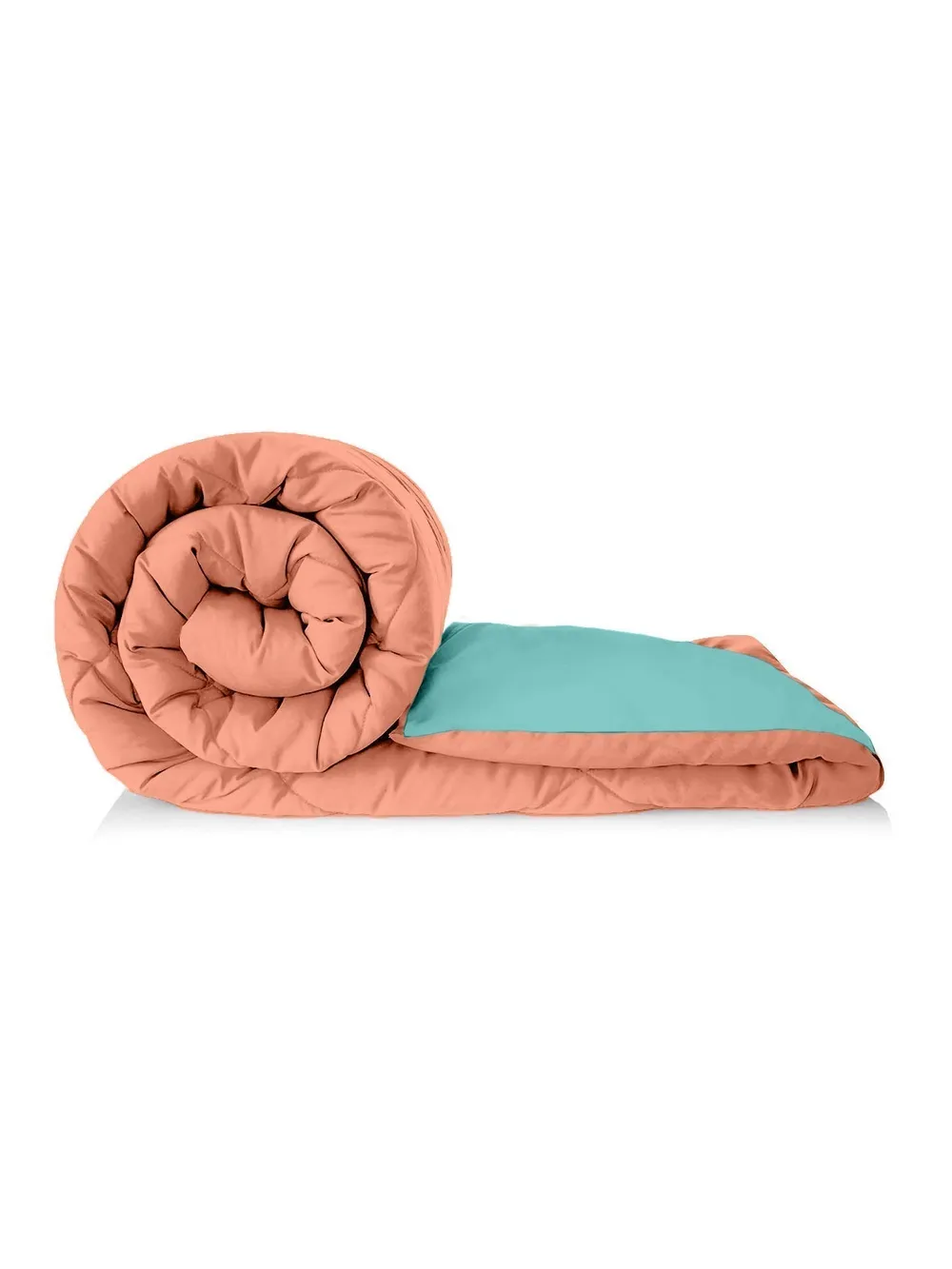 Clasiko Sky Blue & Peach King Size Double Bed Reversible Comforter- 220 GSM