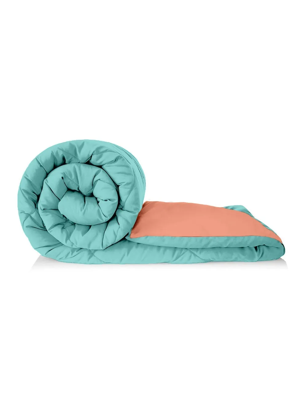 Clasiko Sky Blue & Peach King Size Double Bed Reversible Comforter- 220 GSM
