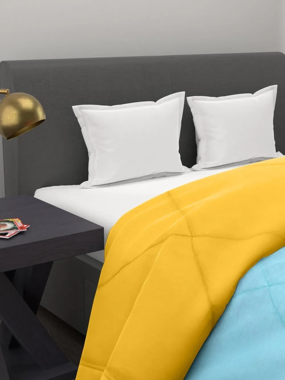 Clasiko Sky Blue & Yellow King Size Double Bed Comforter