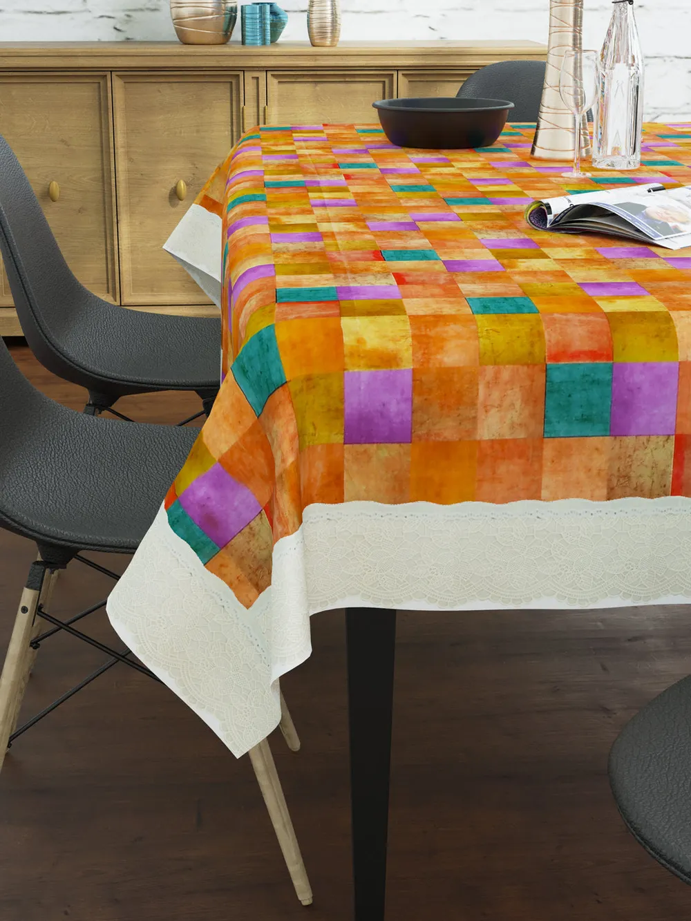 Clasiko Timeless Designer 6-Seater Table Cover in Multi-color