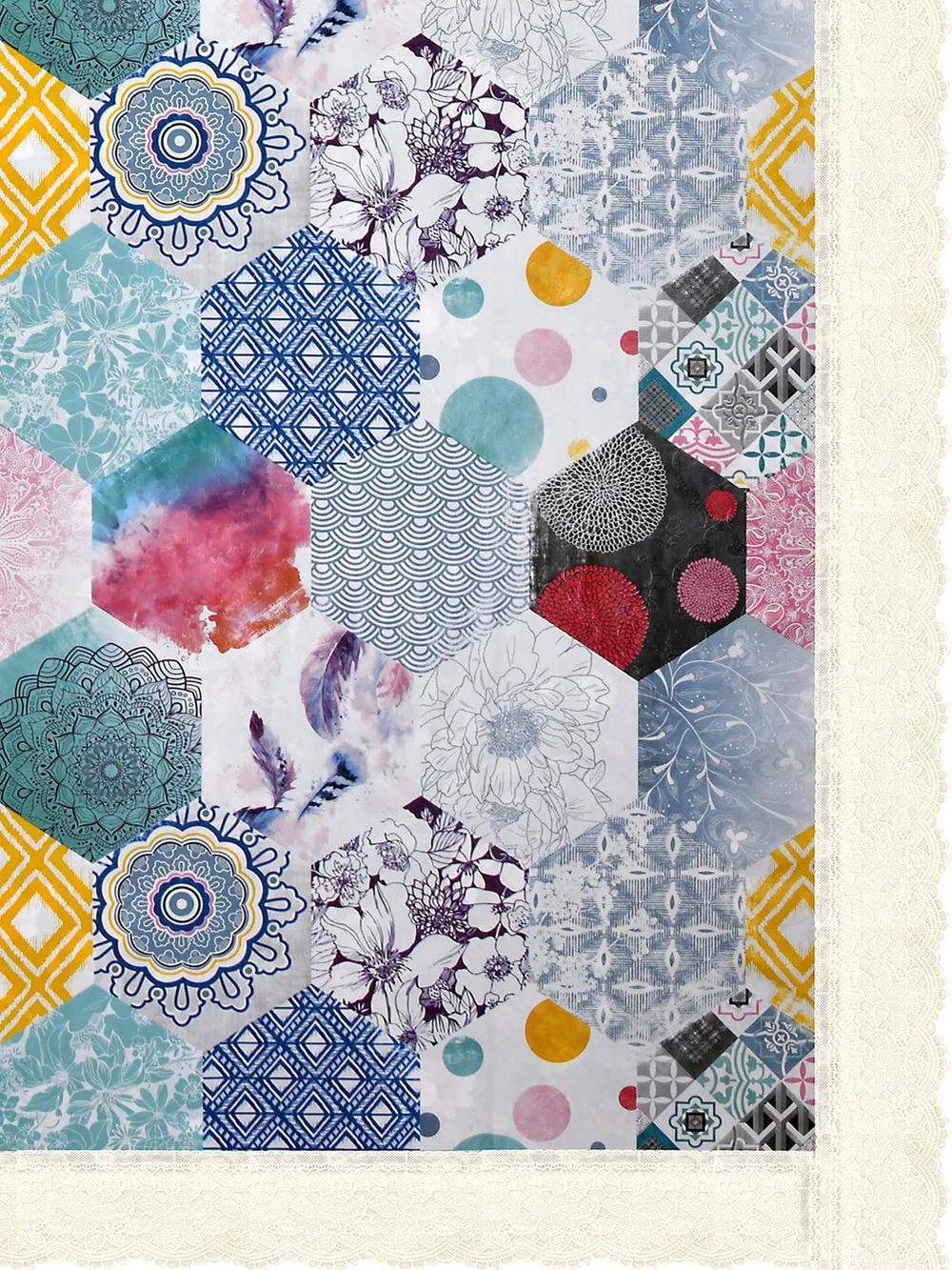 Clasiko Timeless Designer Abstract 6-Seater Table Cover in Multi-colour