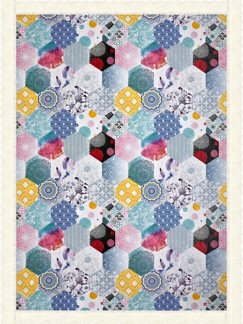 Clasiko Timeless Designer Abstract 6-Seater Table Cover in Multi-colour