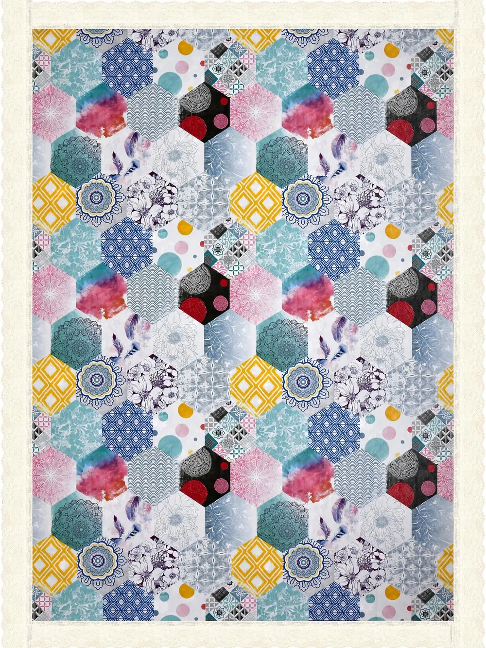Clasiko Timeless Designer Abstract 6-Seater Table Cover in Multi-colour