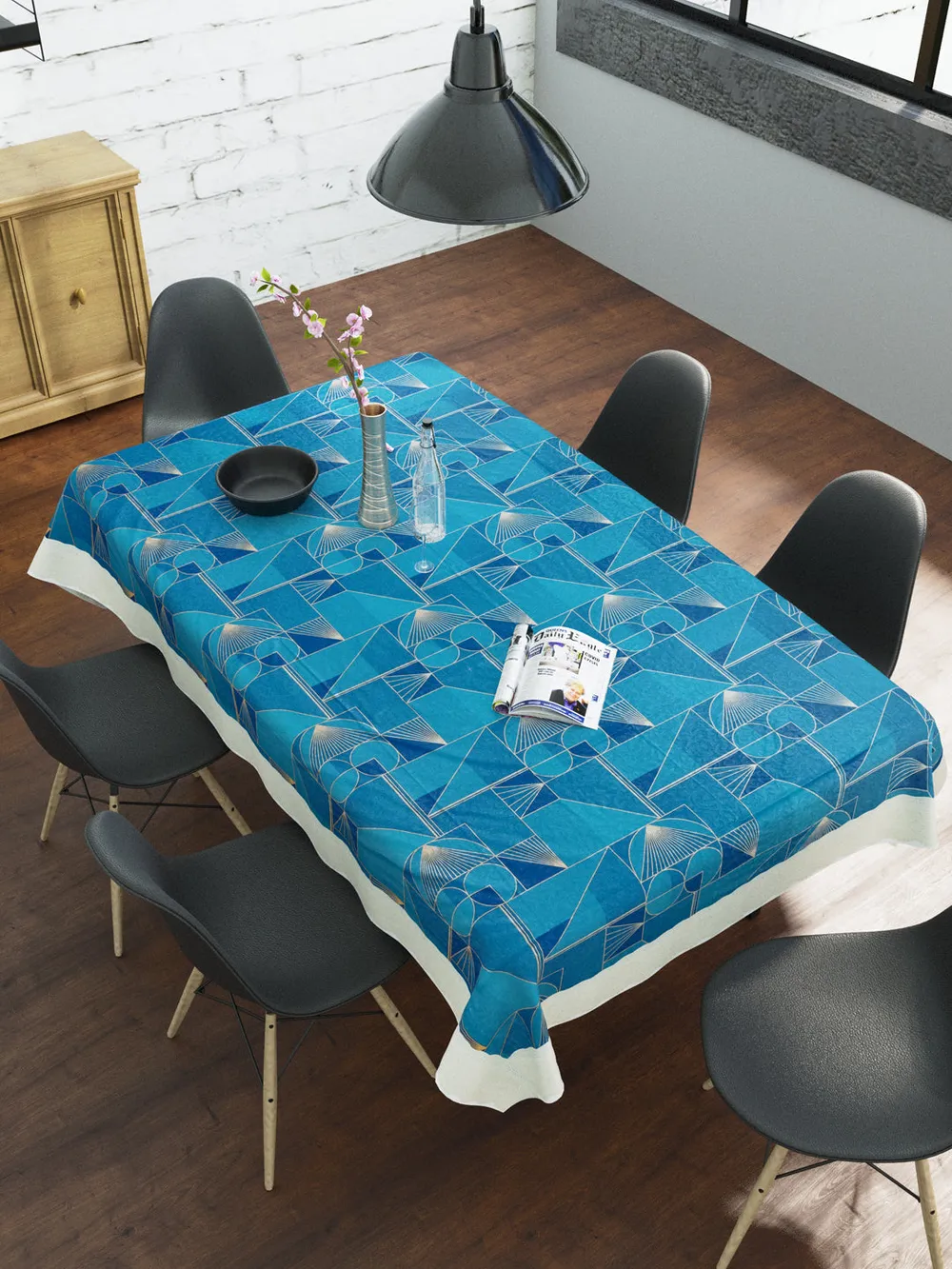 Clasiko Timeless Designer Abstract Blue 6-Seater Table Cover
