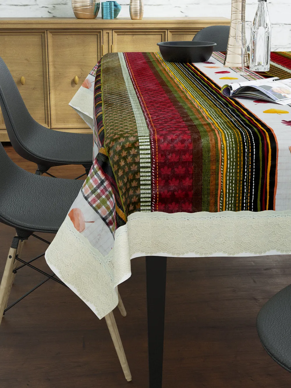 Clasiko Timeless Designer Autumn Leaves 6-Seater Table Cover