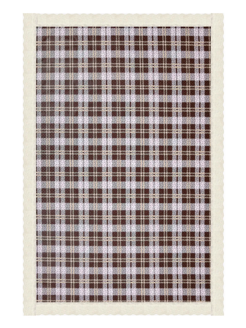 Clasiko Timeless Designer Brown Checkered 6-Seater Table Cover