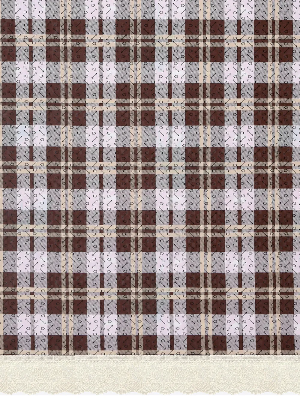 Clasiko Timeless Designer Brown Checkered 6-Seater Table Cover