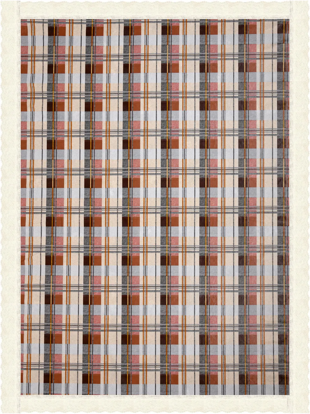 Clasiko Timeless Designer Checkered 6-Seater Table Cover in Brown & Grey