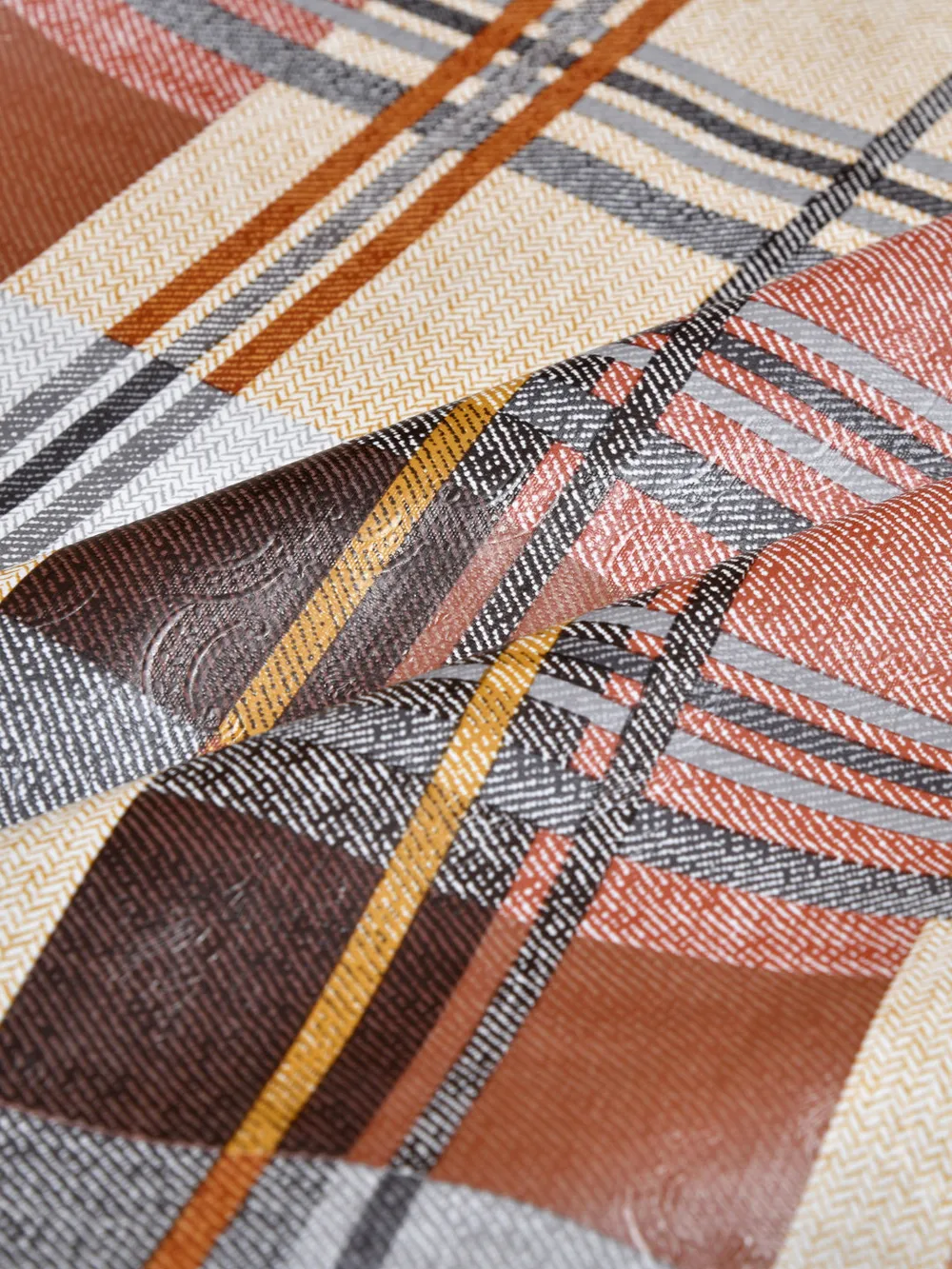 Clasiko Timeless Designer Checkered 6-Seater Table Cover in Brown & Grey