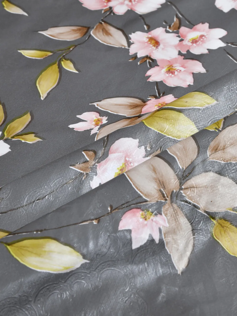Clasiko Timeless Designer Floral 6-Seater Table Cover Grey & Yellow