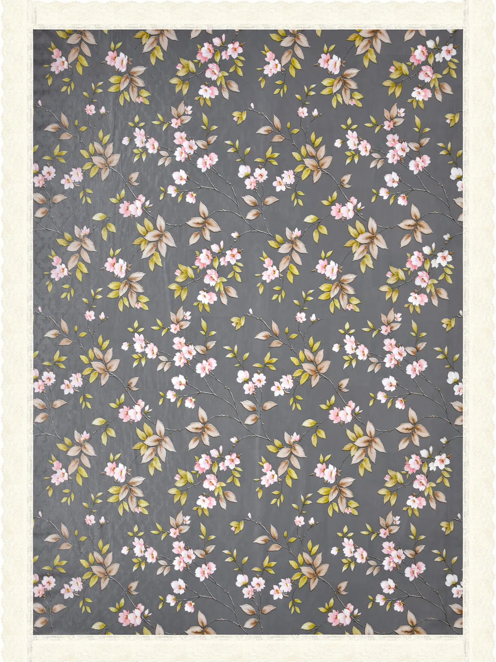 Clasiko Timeless Designer Floral 6-Seater Table Cover Grey & Yellow