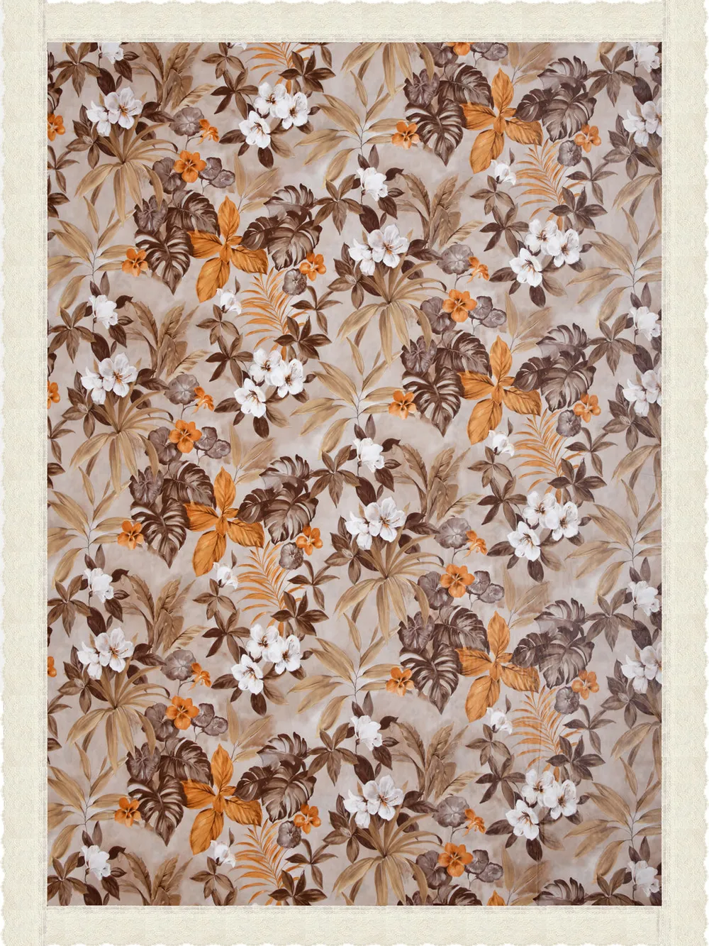 Clasiko Timeless Designer Floral 6-Seater Table Cover in Brown & Yellow
