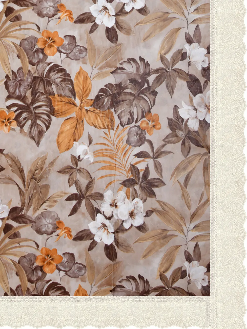 Clasiko Timeless Designer Floral 6-Seater Table Cover in Brown & Yellow