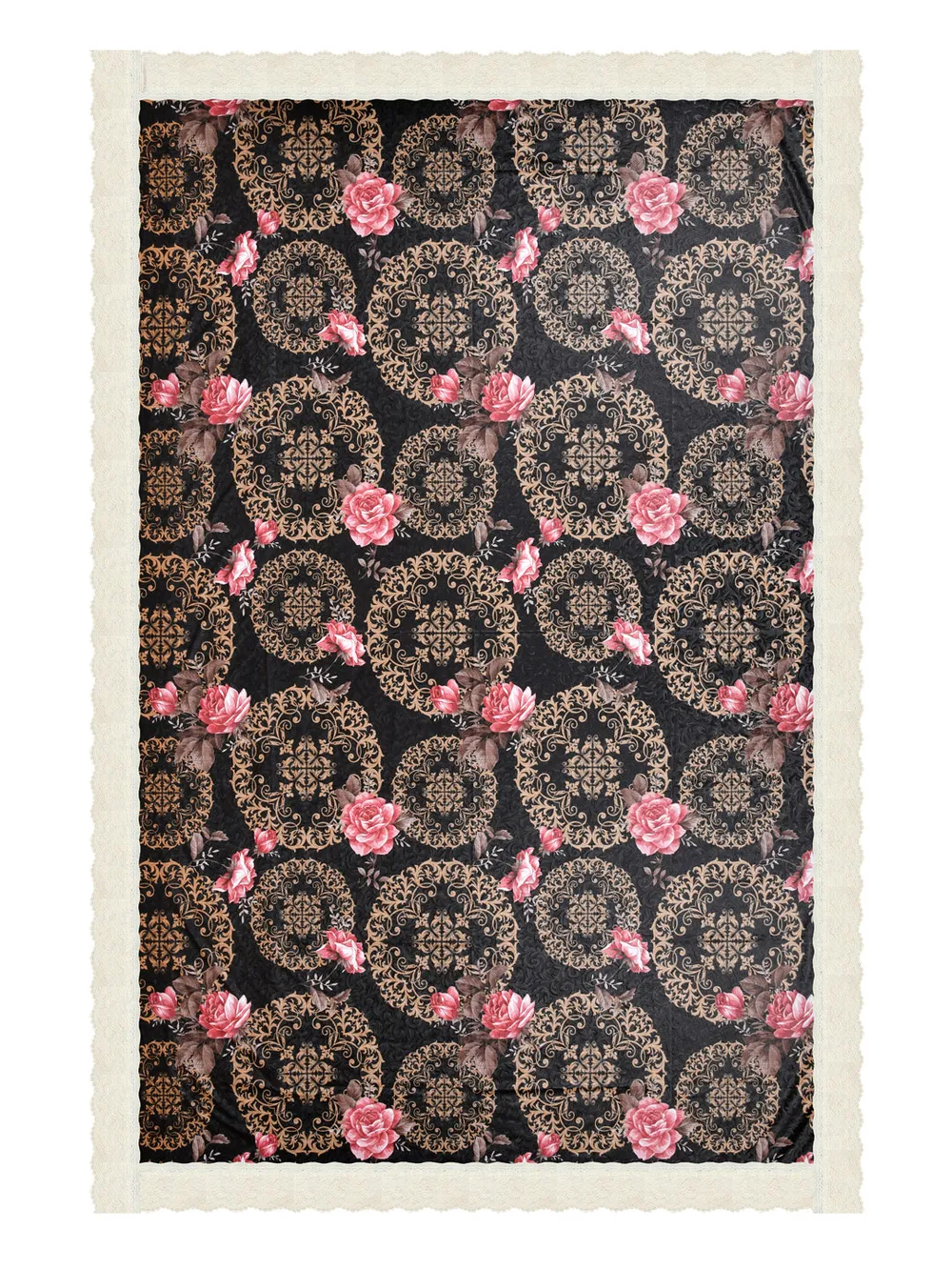 Clasiko Timeless Designer Floral Black 6-Seater Table Cover