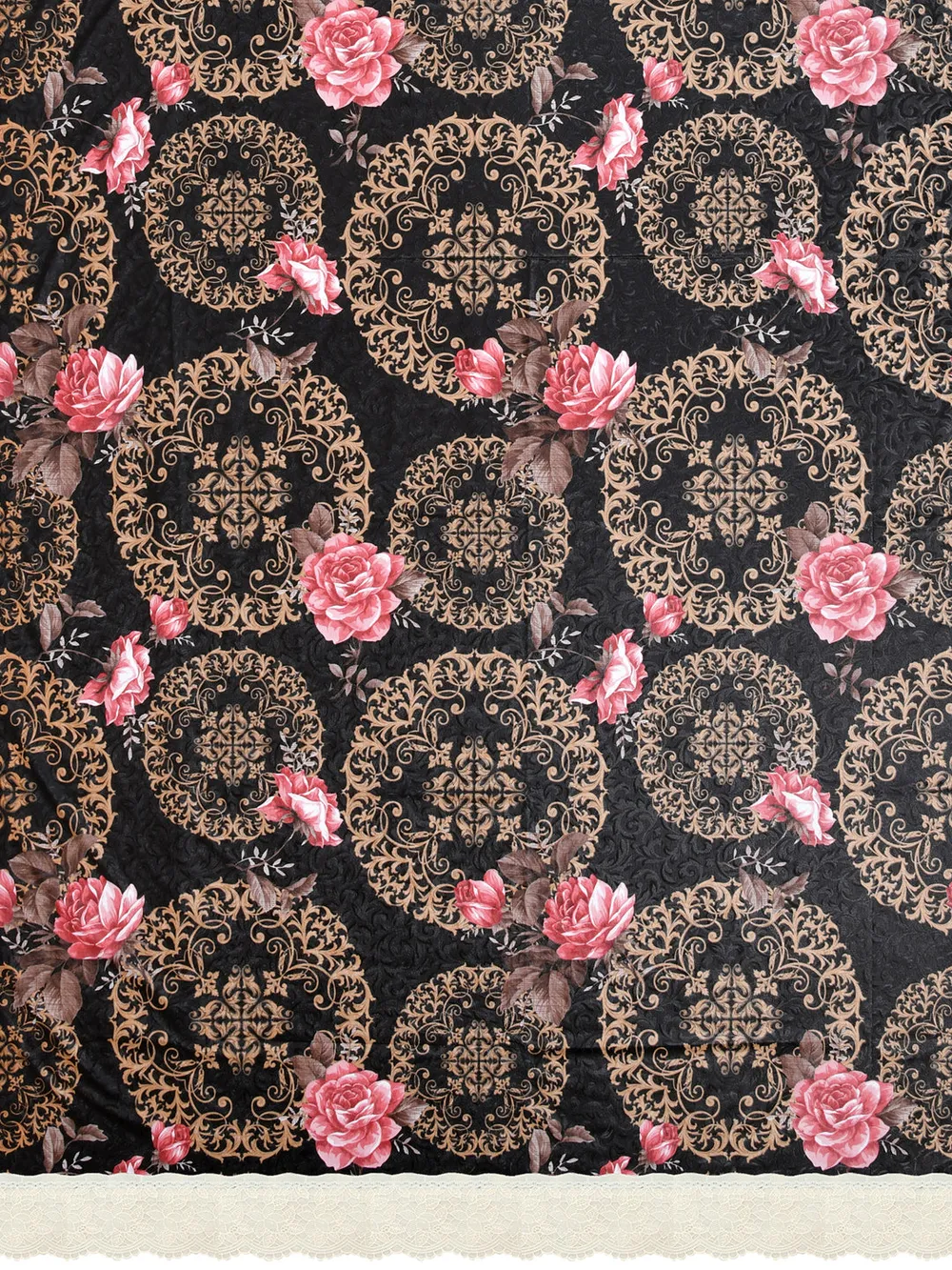 Clasiko Timeless Designer Floral Black 6-Seater Table Cover