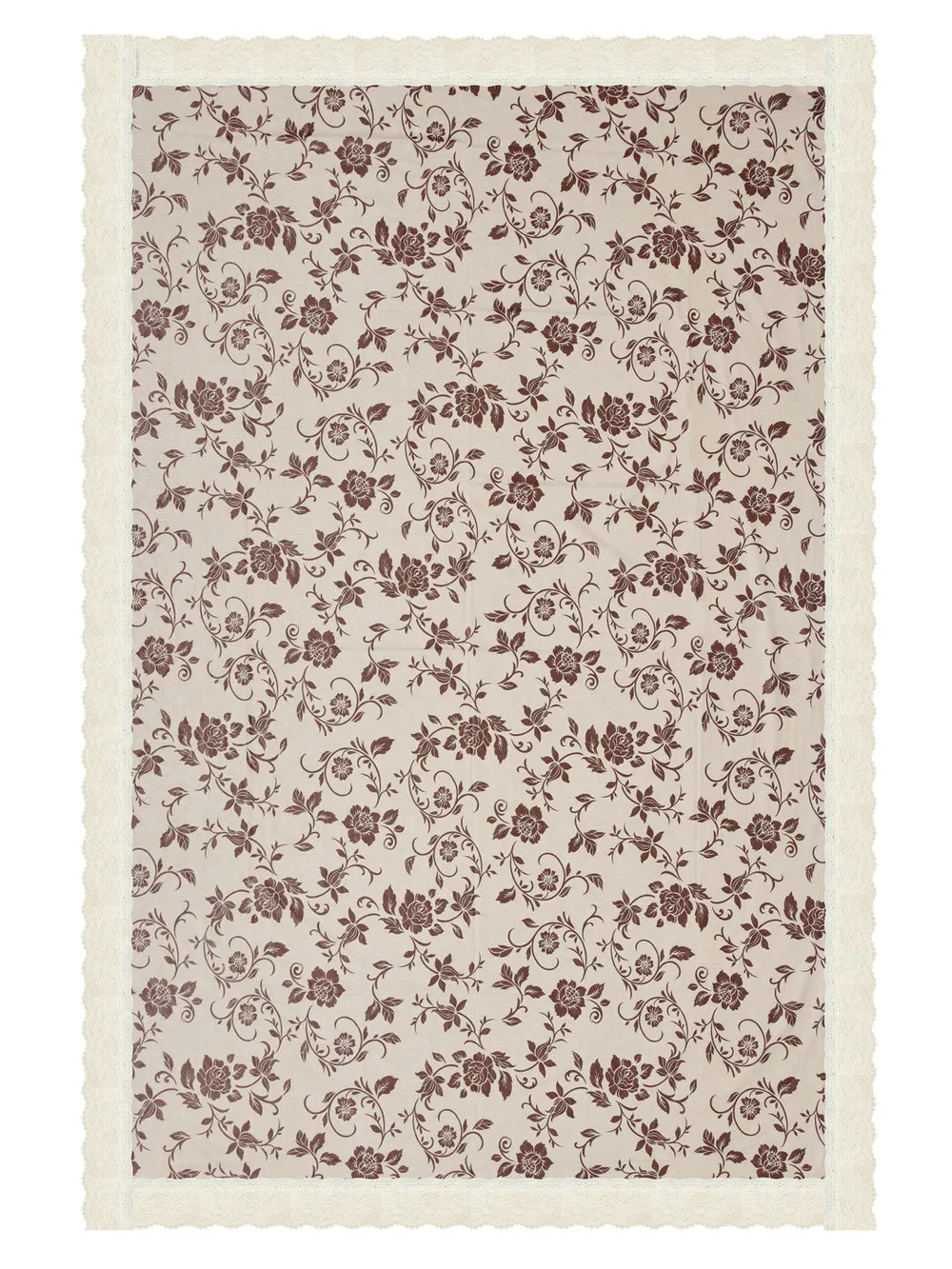 Clasiko Timeless Designer Floral Brown & Beige 6-Seater Table Cover
