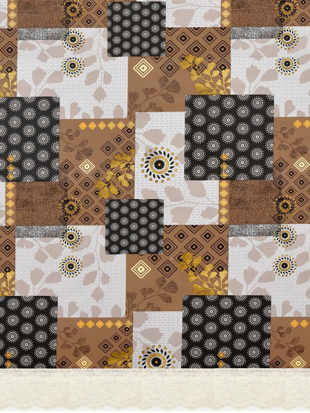 Clasiko Timeless Designer Floral Brown & Black 6-Seater Table Cover