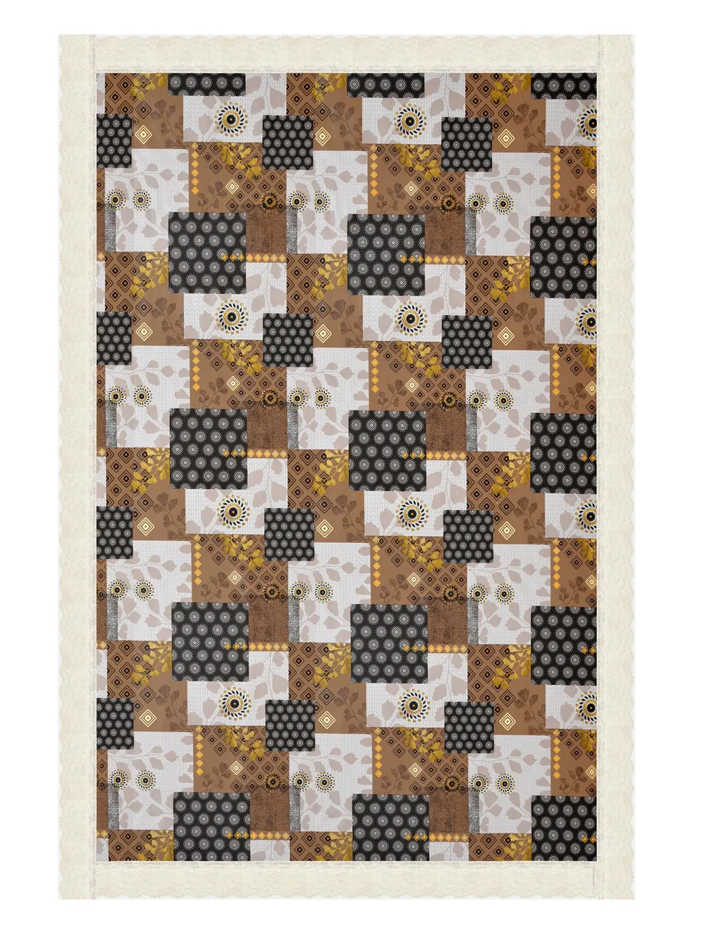 Clasiko Timeless Designer Floral Brown & Black 6-Seater Table Cover