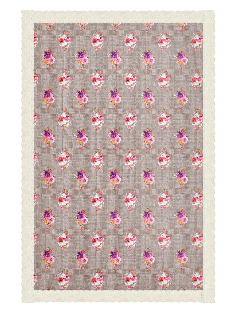 Clasiko Timeless Designer Floral Brown & Pink 6-Seater Table Cover