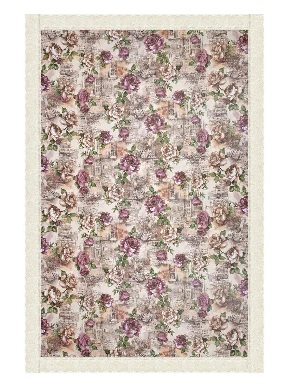 Clasiko Timeless Designer Floral Pink & Brown 6-Seater Table Cover