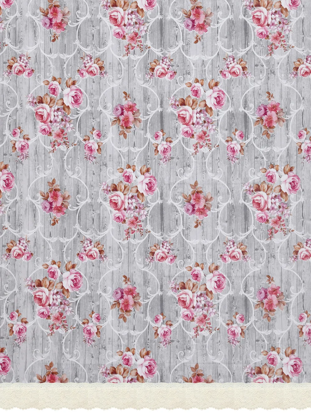 Clasiko Timeless Designer Floral Pink & Grey 6-Seater Table Cover