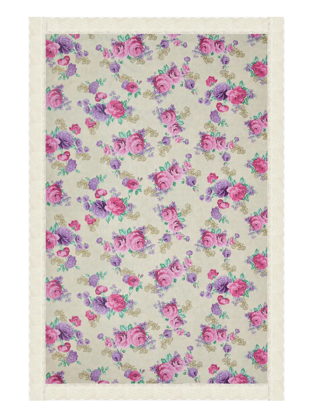 Clasiko Timeless Designer Floral Pink & Purple 6-Seater Table Cover