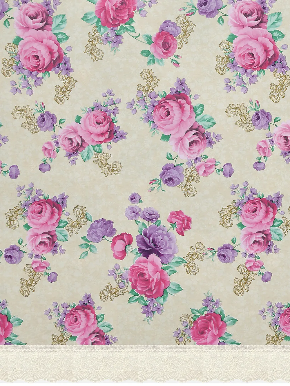 Clasiko Timeless Designer Floral Pink & Purple 6-Seater Table Cover