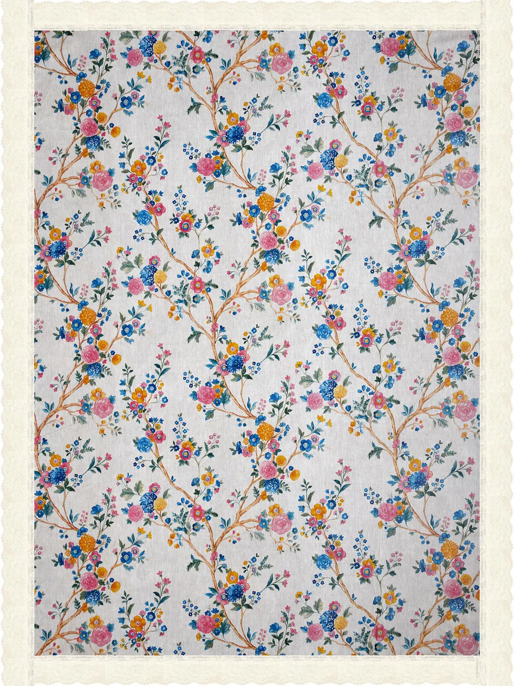 Clasiko Timeless Designer Floral Vines 6-Seater Table Cover in Multi-color
