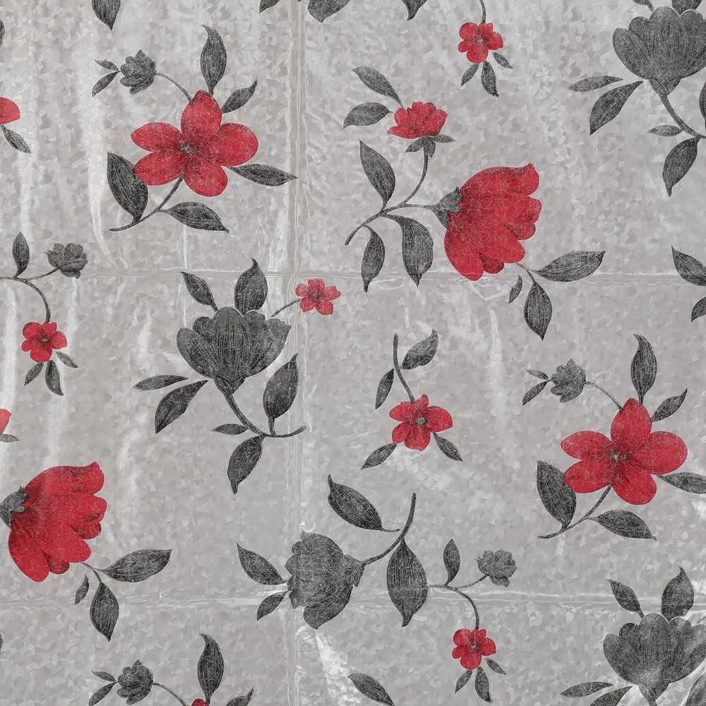 Clasiko Timeless Designer Grey & Red Floral 6-Seater Table Cover