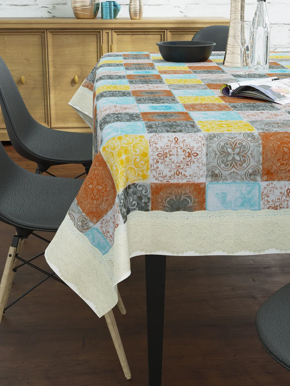 Clasiko Timeless Designer Multi-colored 6-Seater Table Cover