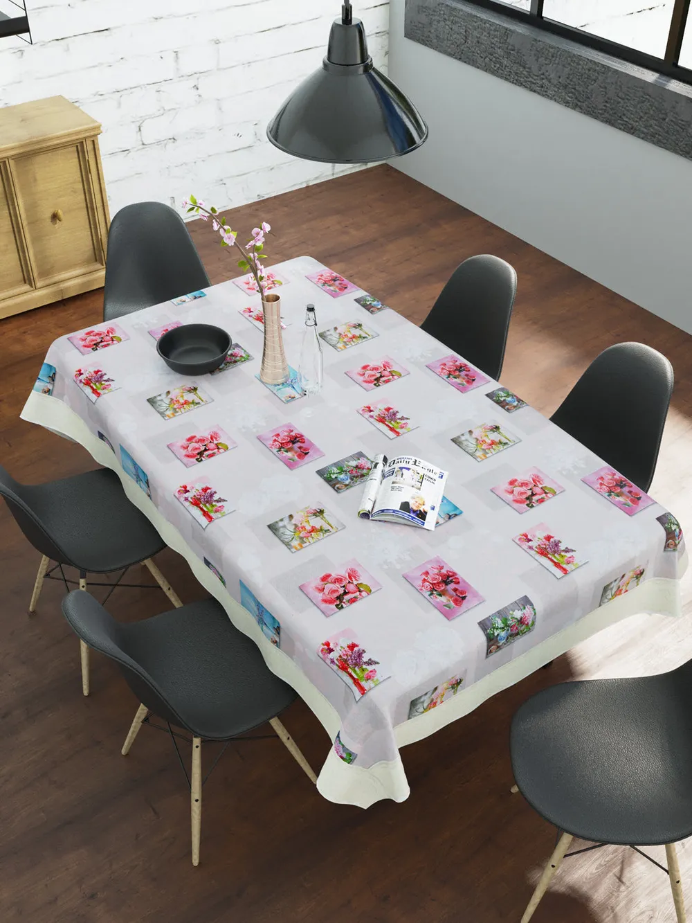 Clasiko Timeless Designer Multi-colored Floral 6-Seater Table Cover