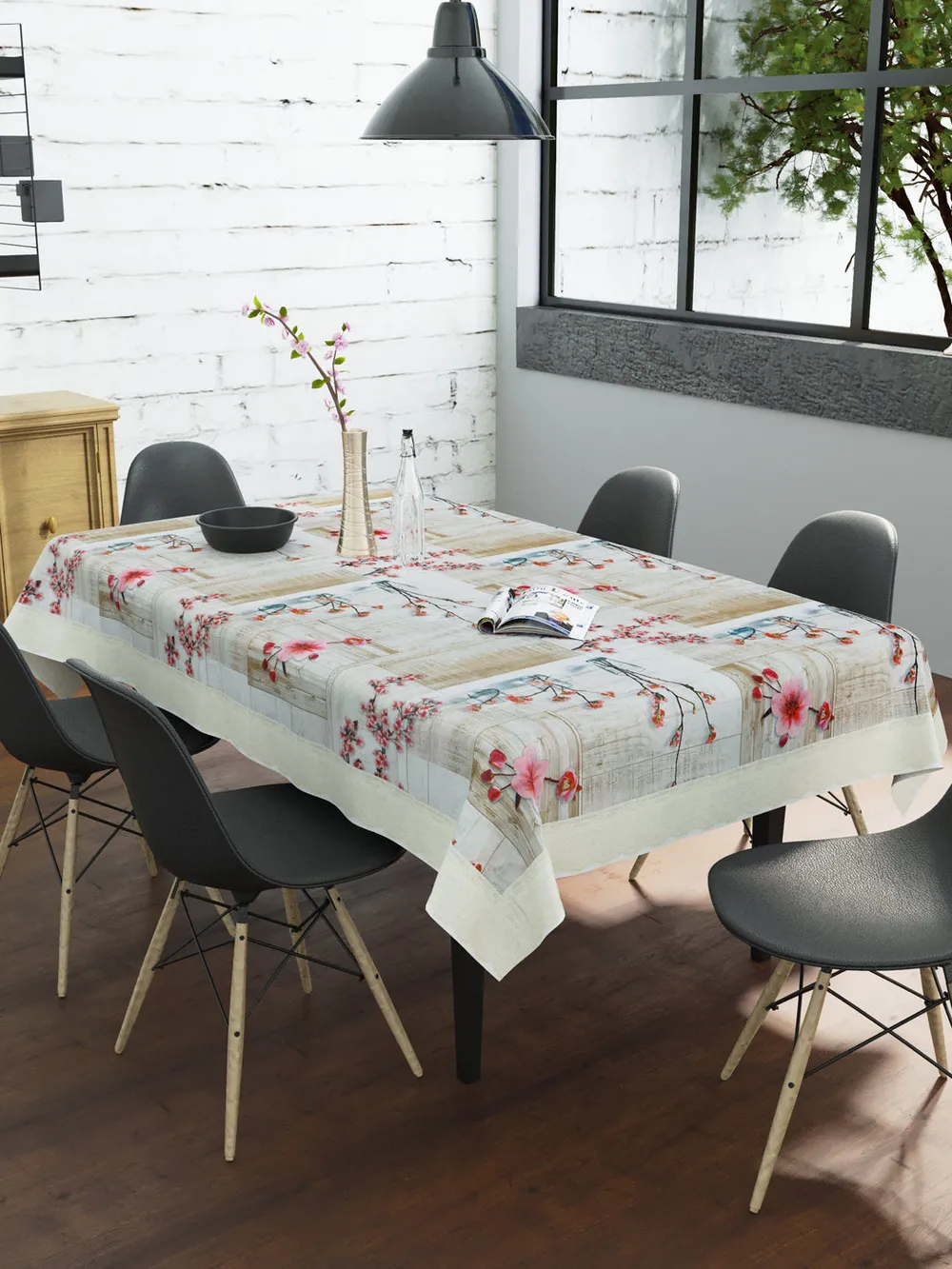 Clasiko Timeless Designer Pink Cherry Blossom 6-Seater Table Cover