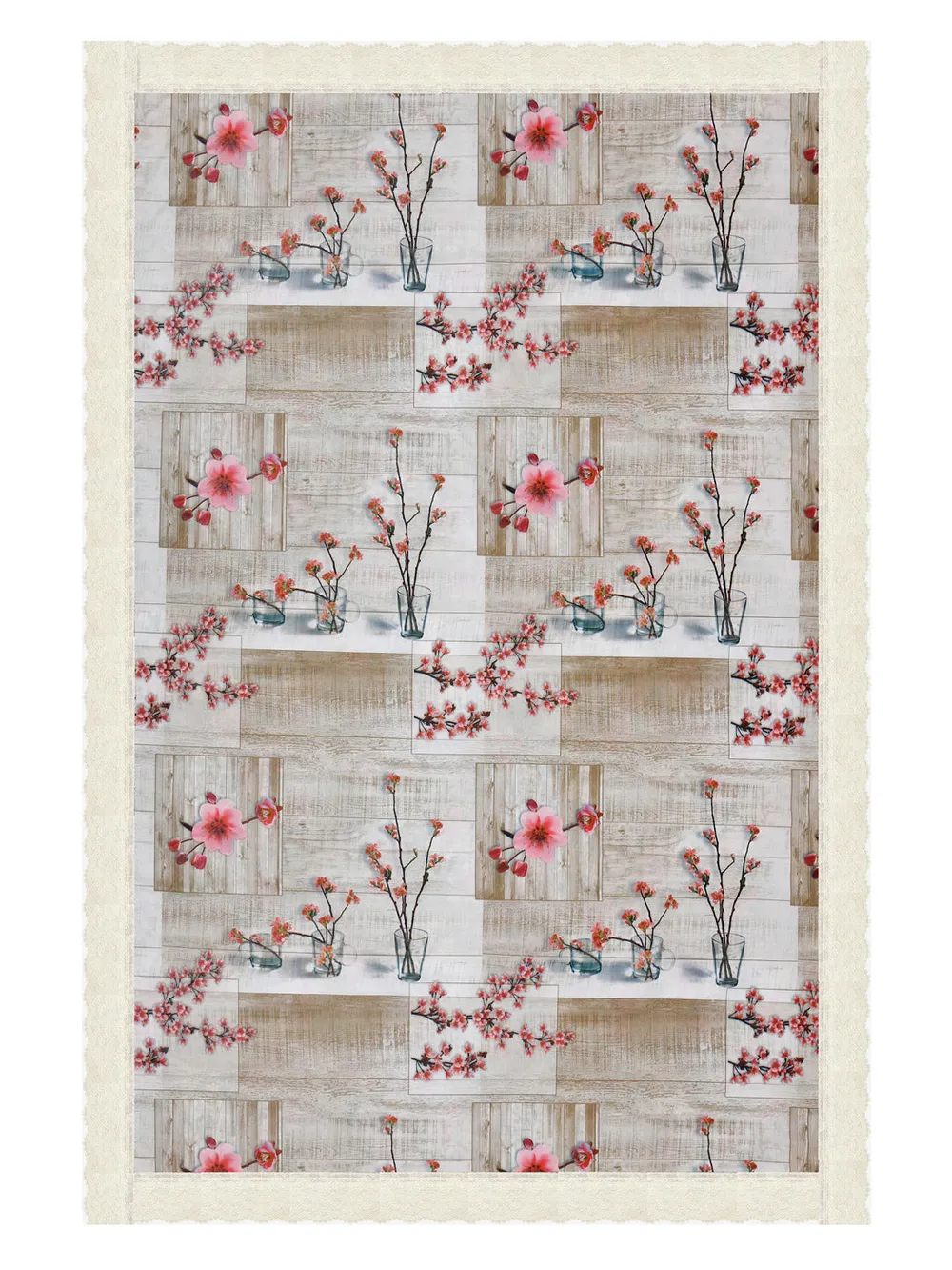 Clasiko Timeless Designer Pink Cherry Blossom 6-Seater Table Cover