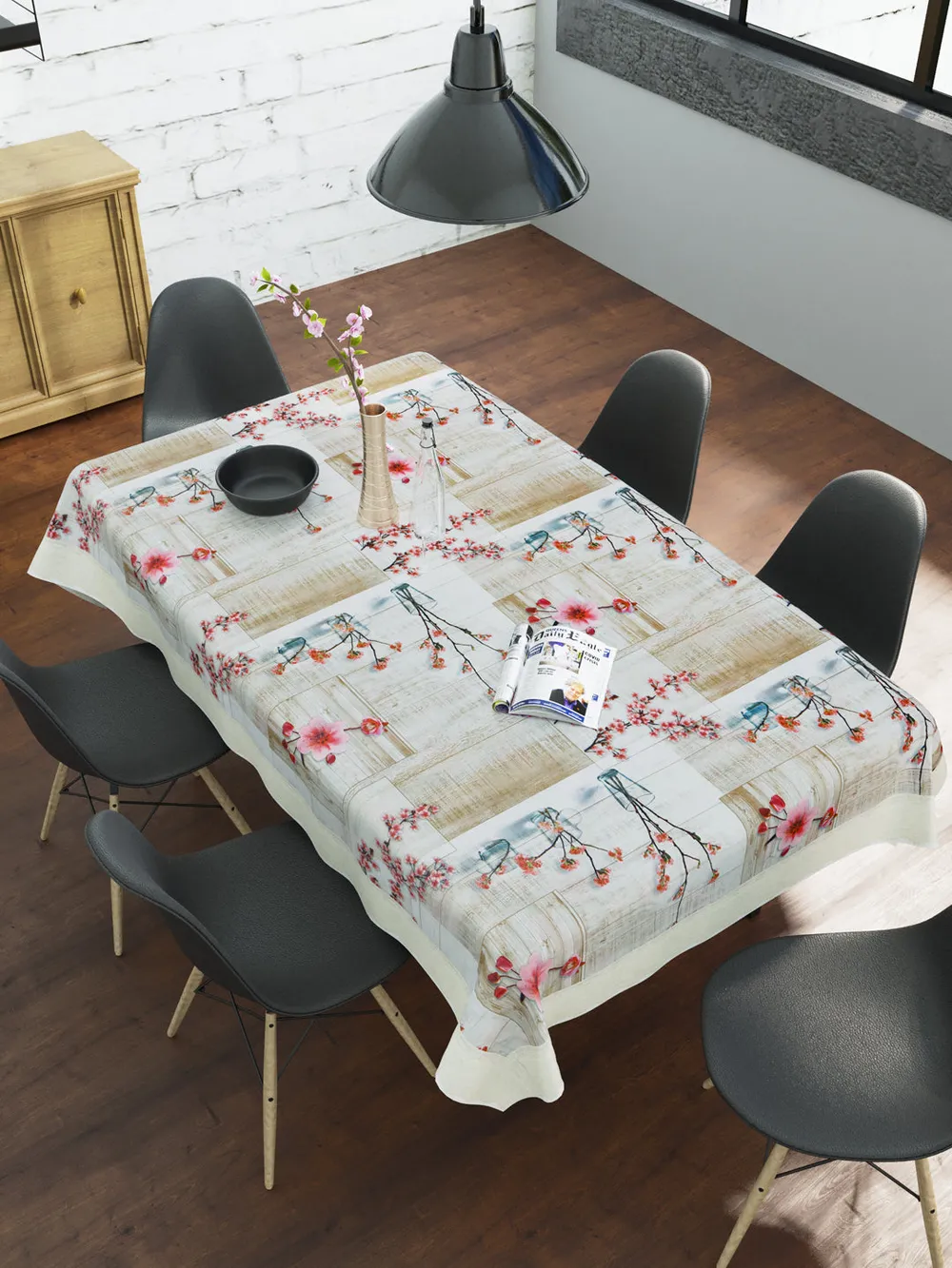 Clasiko Timeless Designer Pink Cherry Blossom 6-Seater Table Cover