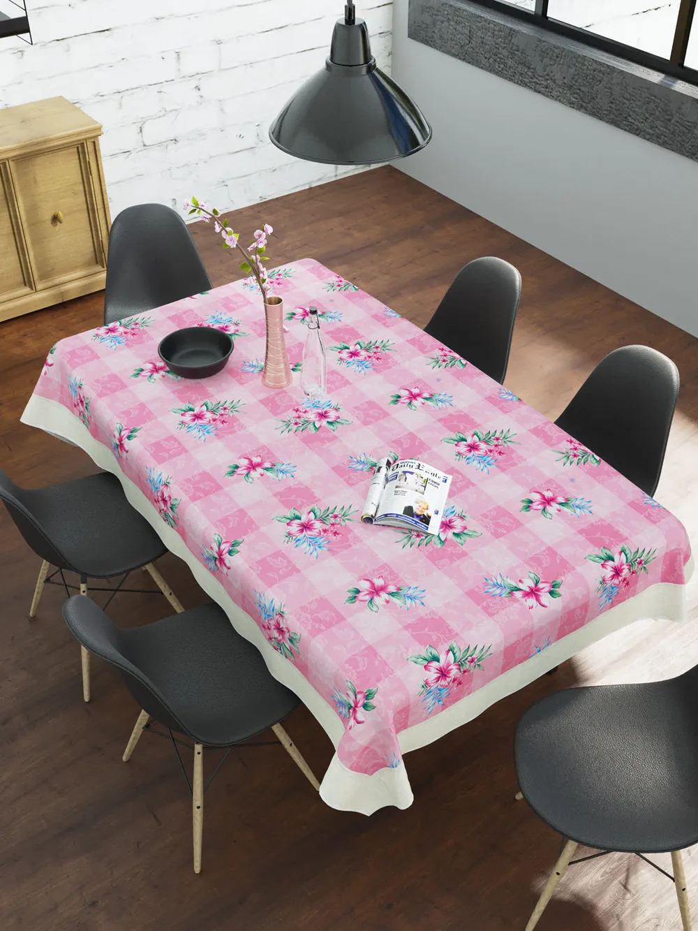 Clasiko Timeless Designer Pink Lily 6-Seater Table Cover