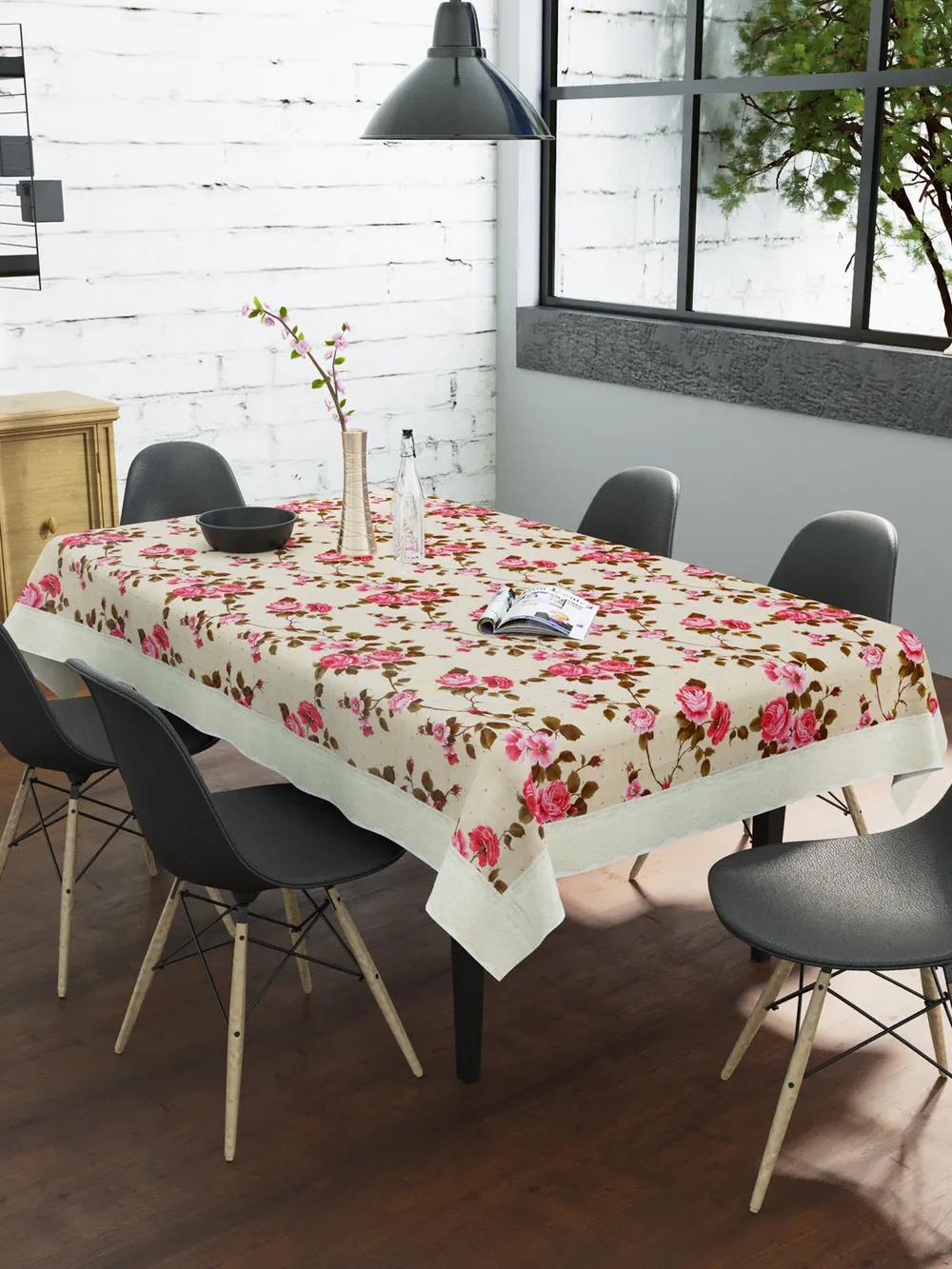 Clasiko Timeless Designer Pink Peony 6-Seater Table Cover