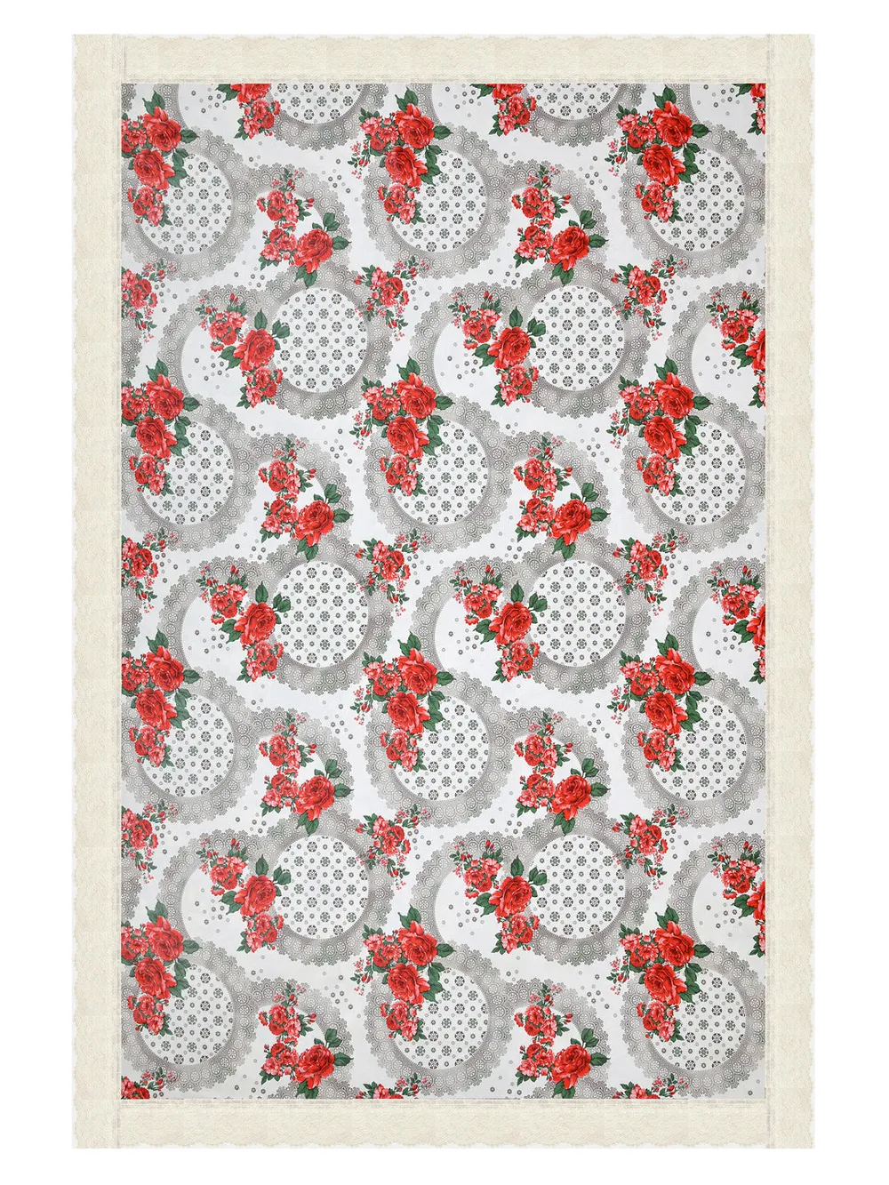 Clasiko Timeless Designer Red Rose 6-Seater Table Cover